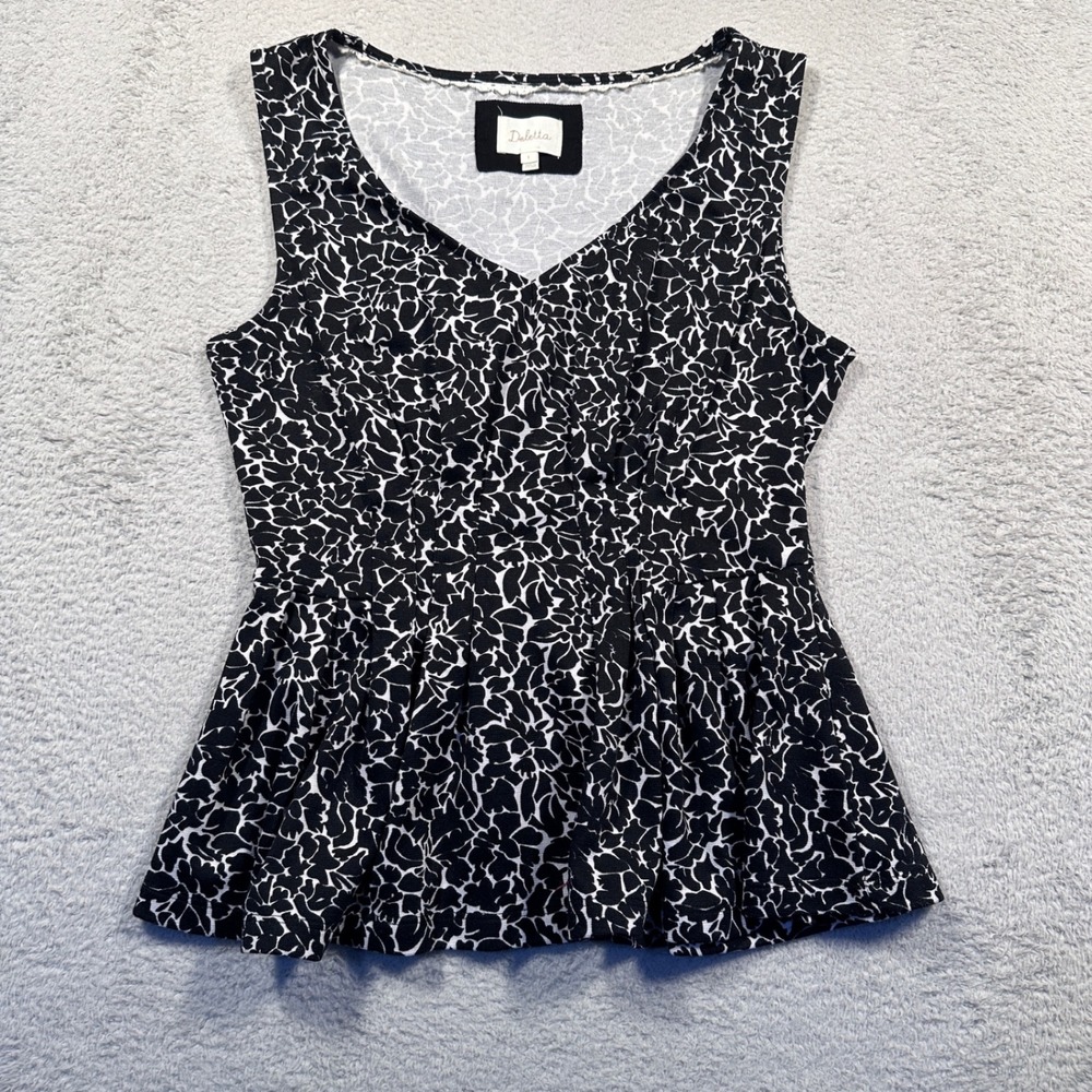 Deletta Anthropologie Black White‎ Sleeveless V Neck Top - Size S